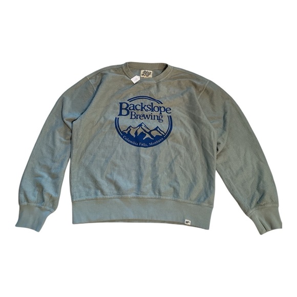 Backslope Brewing Ribbed Crewneck Green & NavySweatshirt New with Tags Size XL - Picture 1 of 3